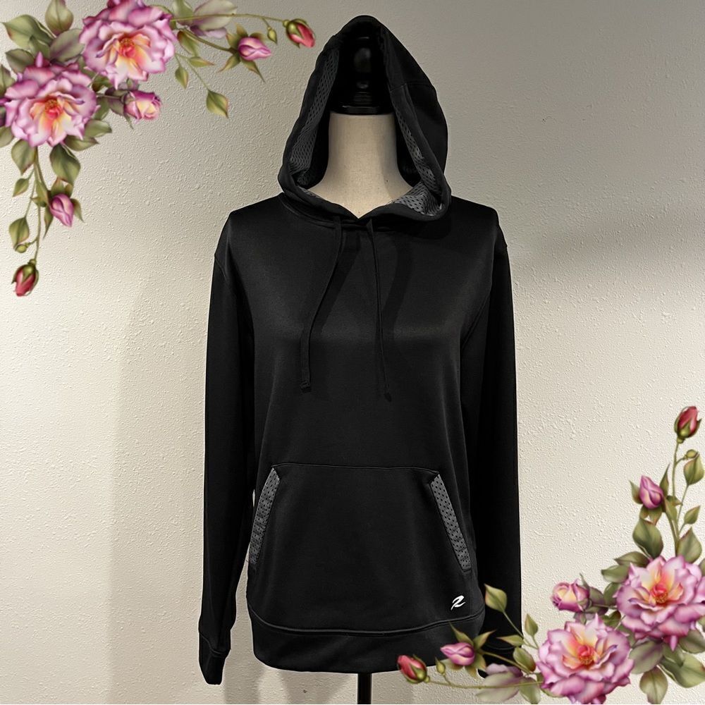 Sporty black hooded sweatshirt